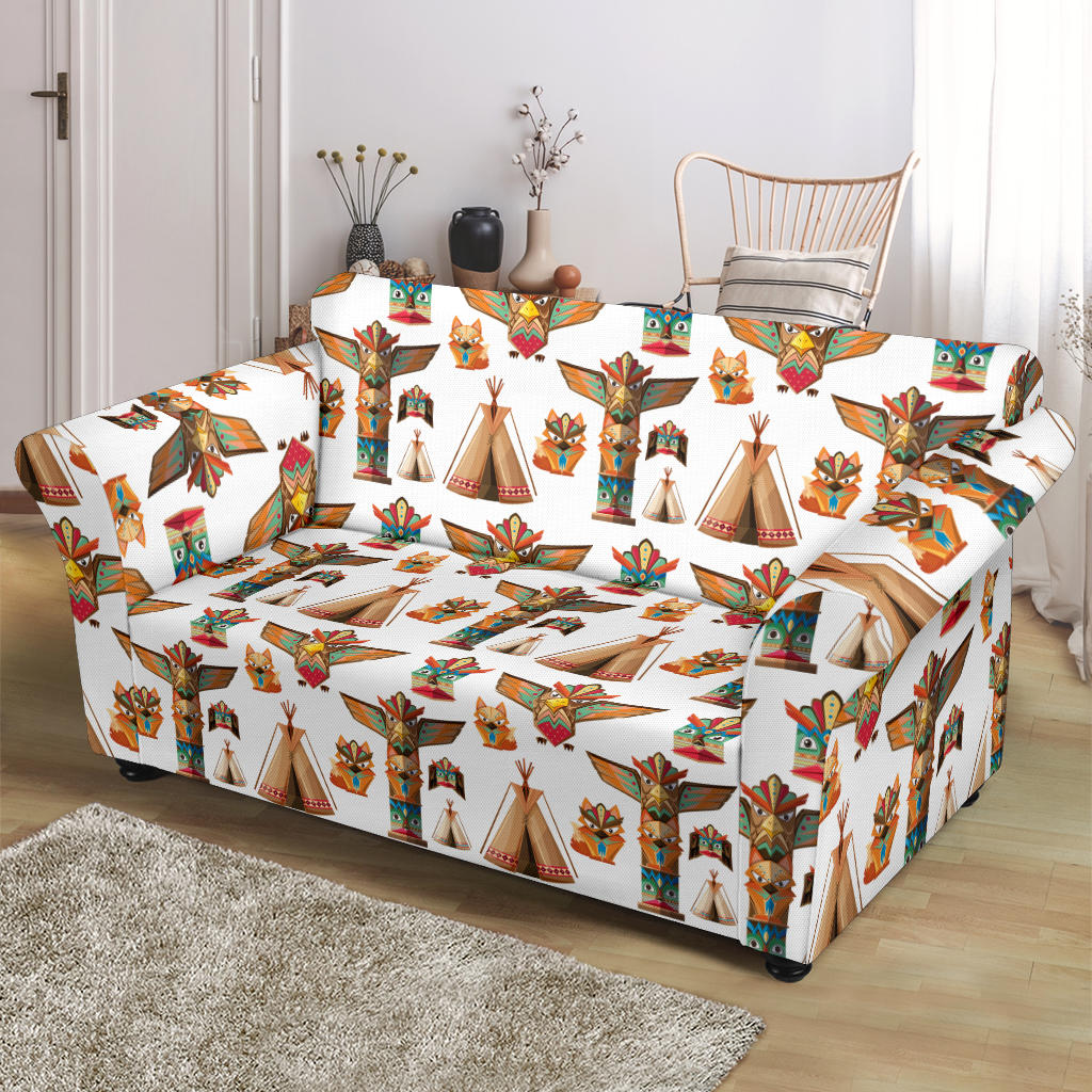 Totem Native Print Design LKS303 Loveseat Couch Slipcover