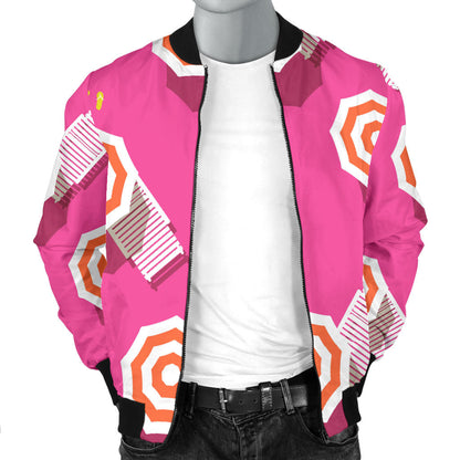 Beach Top View Umbrella Theme Men Bomber Jacket
