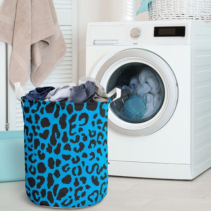 Cheetah Blue Print Pattern Laundry Basket