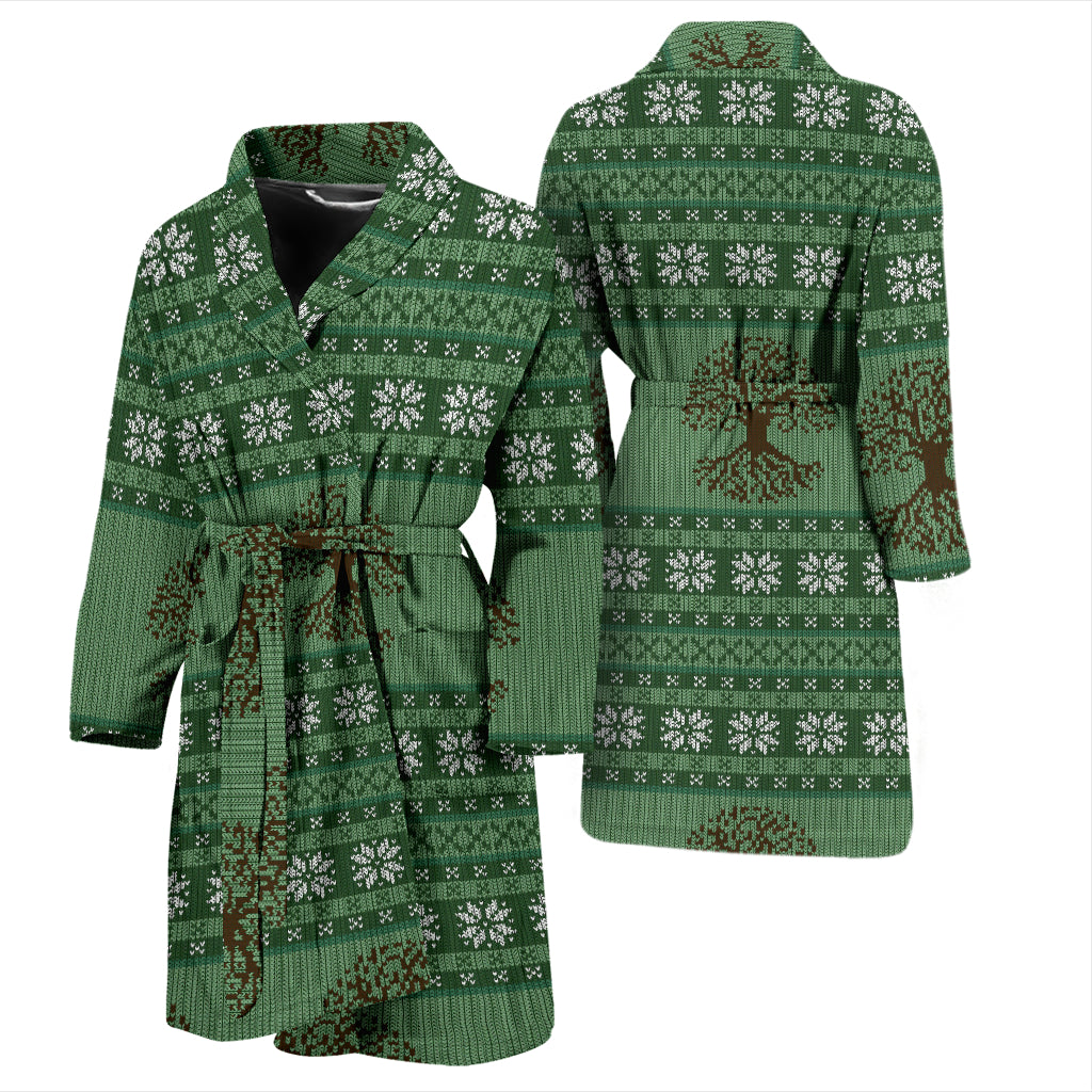 Tree Of Life Knit Style Print Design LKS301 Men Bathrobe