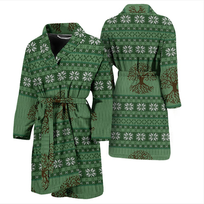 Tree Of Life Knit Style Print Design LKS301 Men Bathrobe