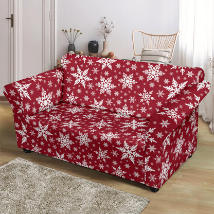 Snowflake Red Print Design LKS302 Loveseat Couch Slipcover