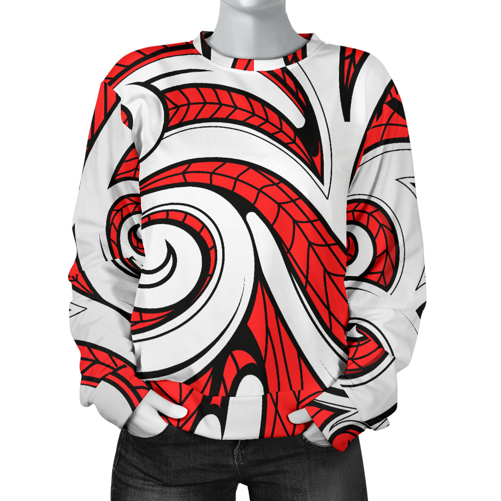 Maori Polynesian Themed Design Print Women Long Sleeve Sweatshirt