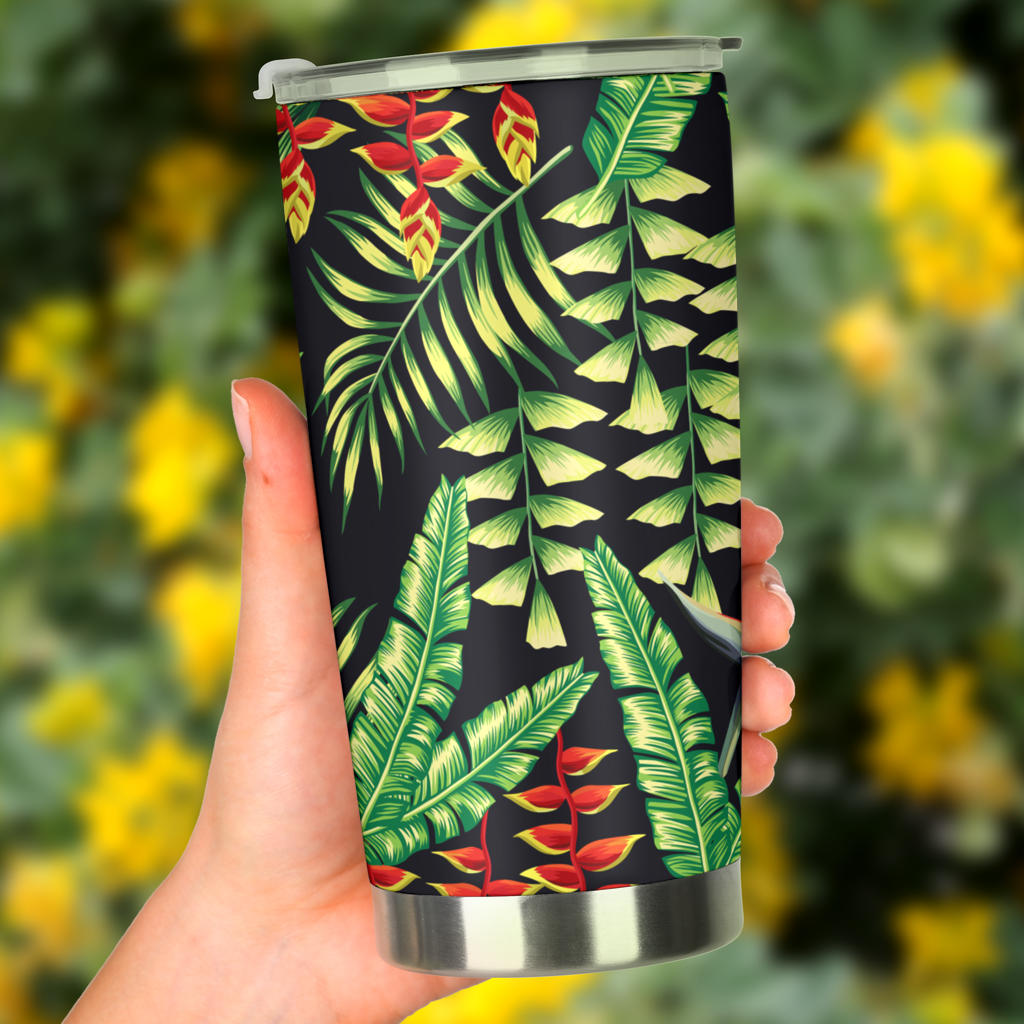 Hawaiian Flower Tropical Palm Leaves Tumbler