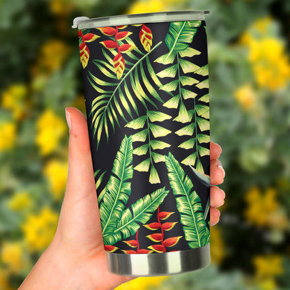 Hawaiian Flower Tropical Palm Leaves Tumbler