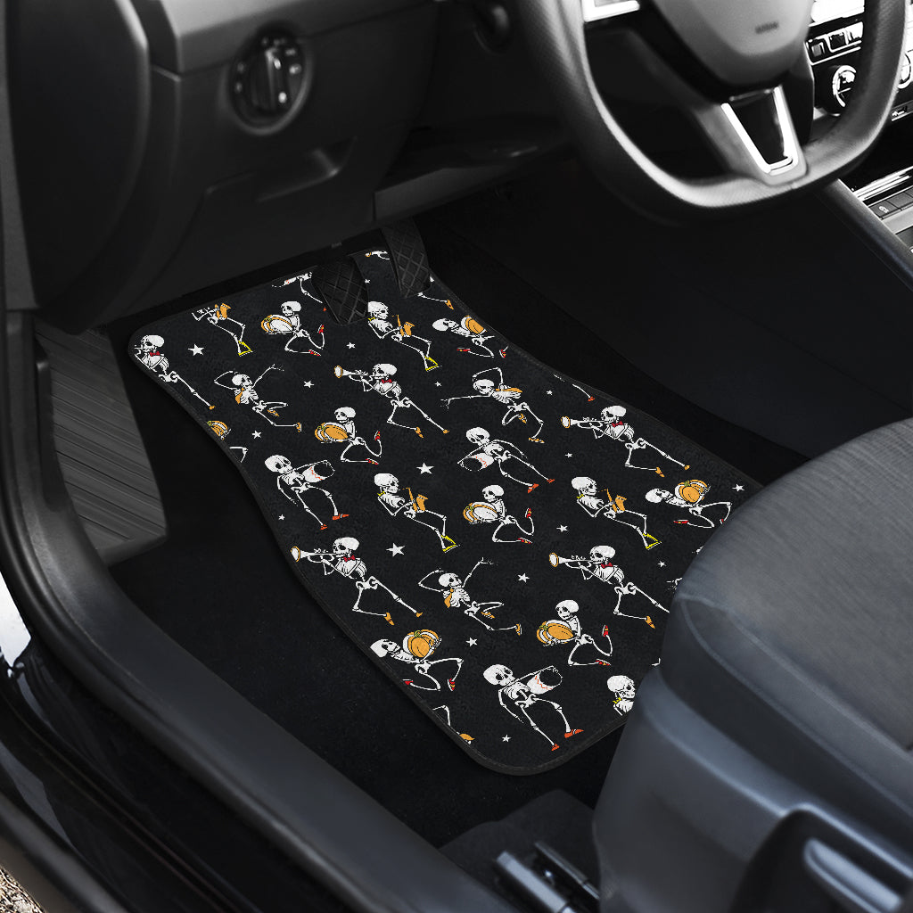 Skeleton Dance Print Car Floor Mats Front Back