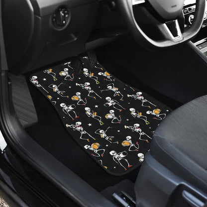 Skeleton Dance Print Car Floor Mats Front Back