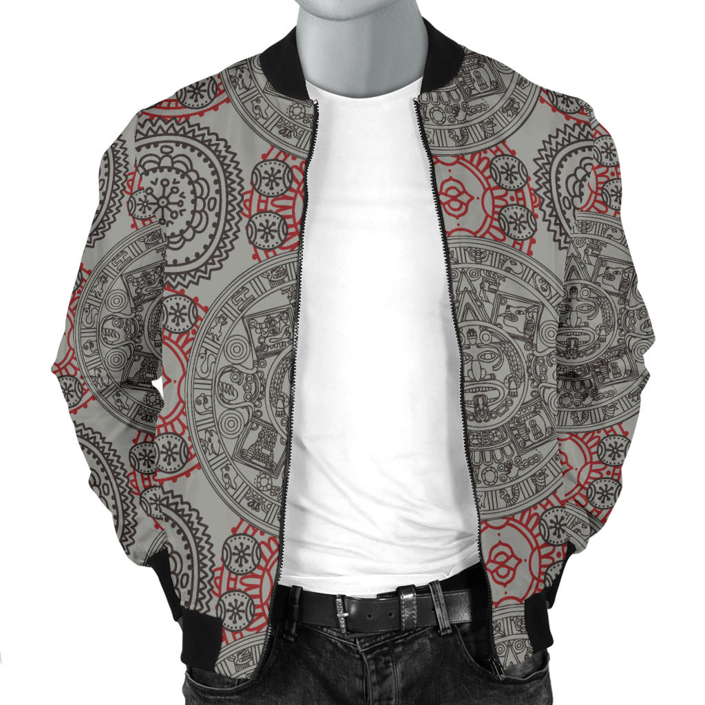 Calendar Aztec Style Print Pattern Men Bomber Jacket