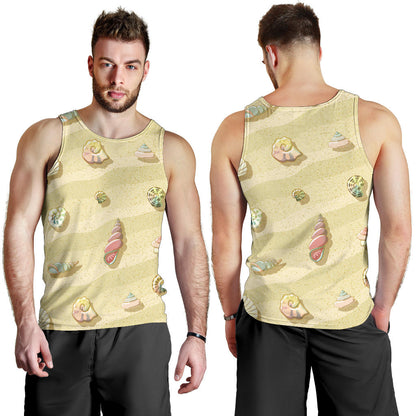 Beach with Seashell Theme Men Tank Top