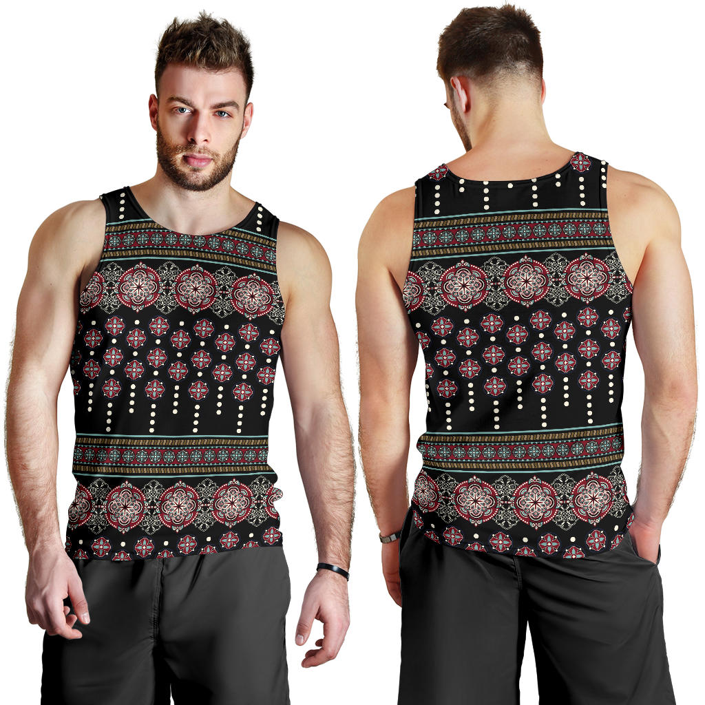 Ethnic Dot Style Print Pattern Men Tank Top