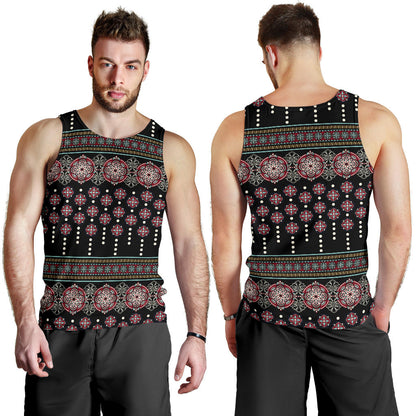 Ethnic Dot Style Print Pattern Men Tank Top
