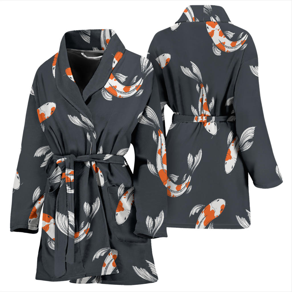 KOI Fish Pattern Print Design 04 Women Bathrobe