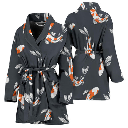 KOI Fish Pattern Print Design 04 Women Bathrobe
