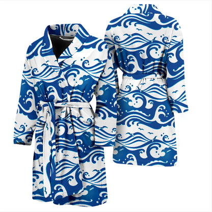 Wave Print Design LKS303 Men Bathrobe