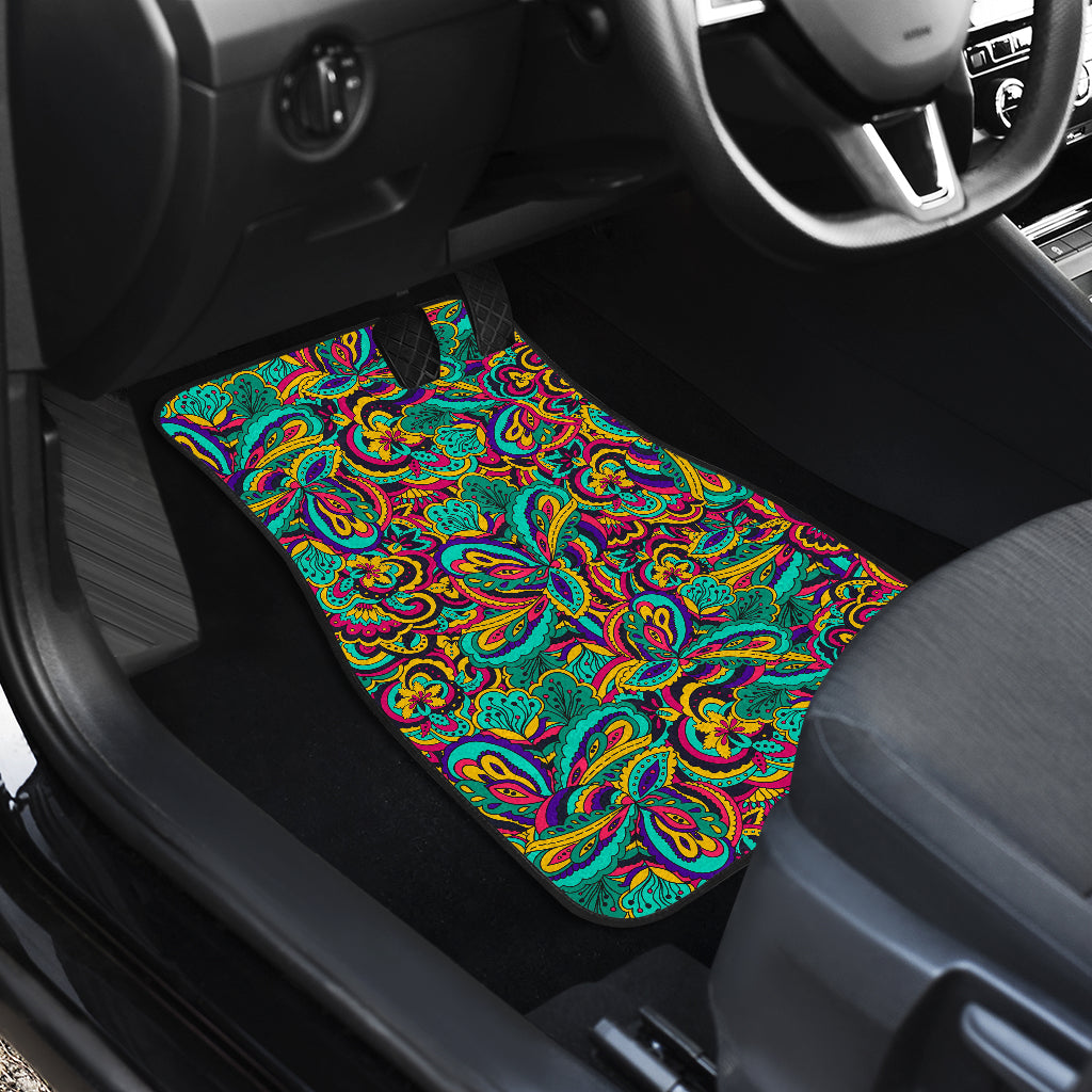 Psychedelic Trippy Floral Design Car Floor Mats Front Back