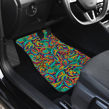 Psychedelic Trippy Floral Design Car Floor Mats Front Back