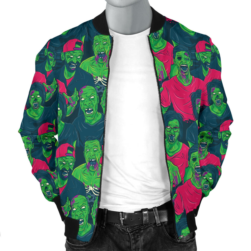 Zombie Themed Design Pattern Print Men Bomber Jacket