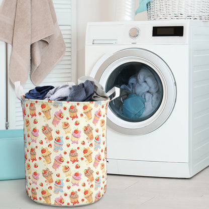 Cupcakes Strawberry Cherry Print Laundry Basket
