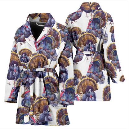 Turkey Pattern Print Design 01 Women Bathrobe