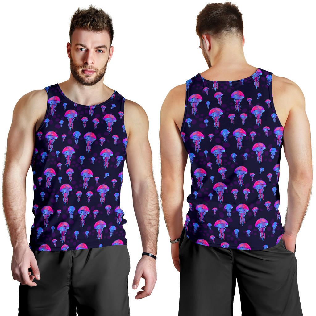 Jellyfish Neon Print Men Tank Top