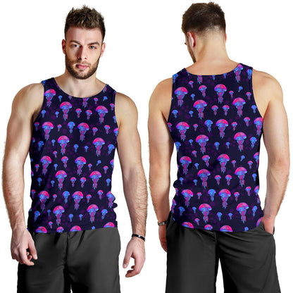 Jellyfish Neon Print Men Tank Top