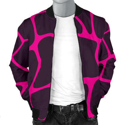 Giraffe Pink Background Texture Print Men Bomber Jacket