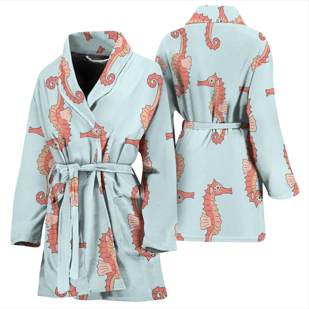 SeaHorse Pattern Print Design 01 Women Bathrobe