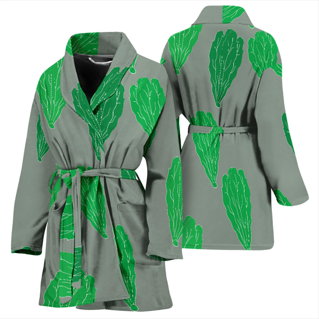 Lettuce Pattern Print Design 02 Women Bathrobe