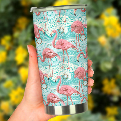 Flamingo Background Themed Print Tumbler