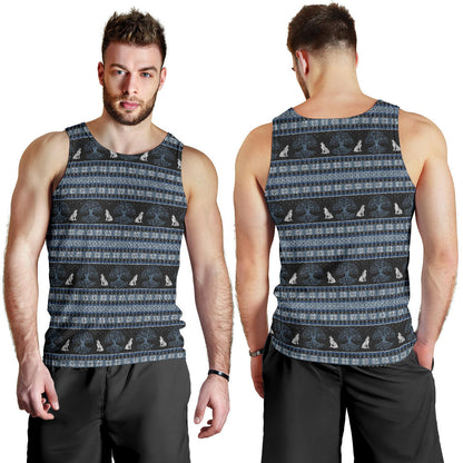 Wolf Tree of Life Knit Design Print Men Tank Top