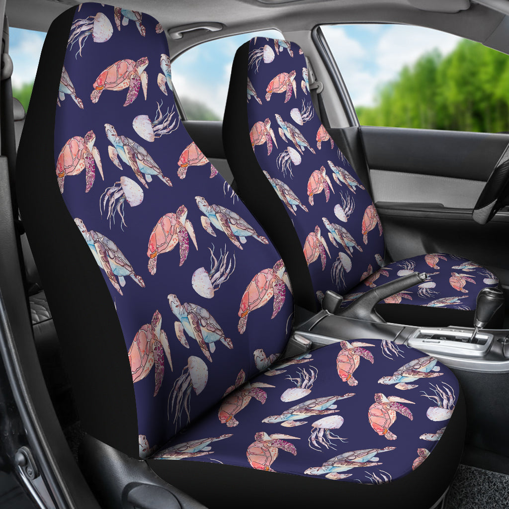 Sea Turtle With Jelly Fish Print Design LKS301 Car Seat Covers