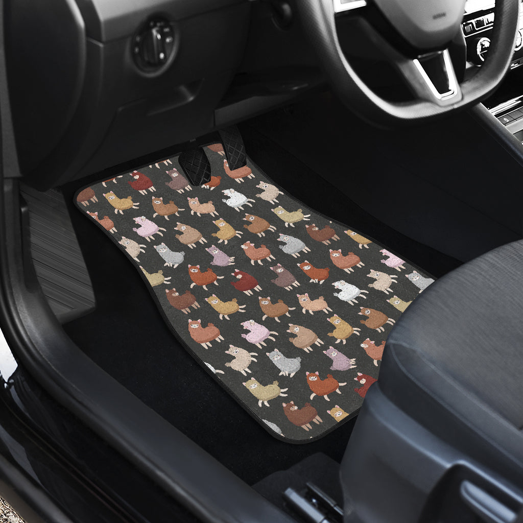 Alpaca Cute Design Themed Print Car Floor Mats Front Back