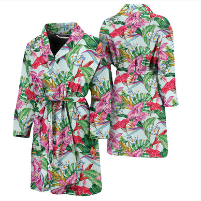 Tropical Flower Print Design LKS304 Men Bathrobe