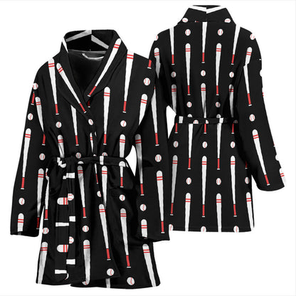 Baseball Pattern Print Design 03 Women Bathrobe
