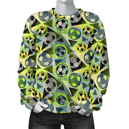 Soccer Ball Themed Print Pattern Women Long Sleeve Sweatshirt