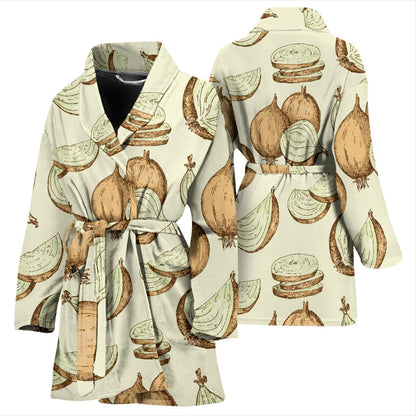 Onion Pattern Print Design A02 Women Bathrobe