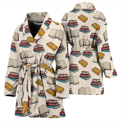 Book Pattern Print Design 04 Women Bathrobe
