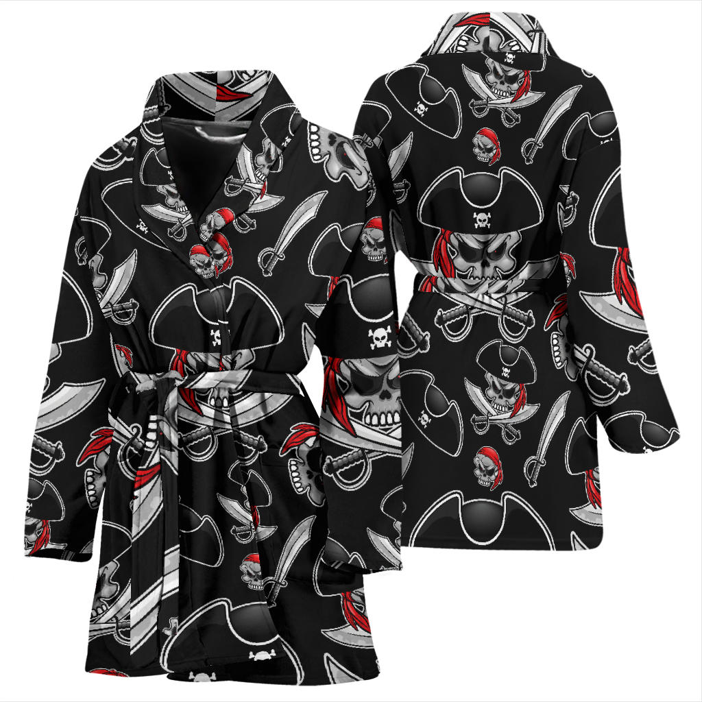 Pirate Pattern Print Design A05 Women Bathrobe