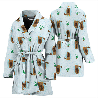 Platypus Pattern Print Design A04 Women Bathrobe