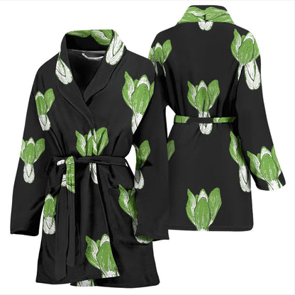 Kale Pattern Print Design 02 Women Bathrobe