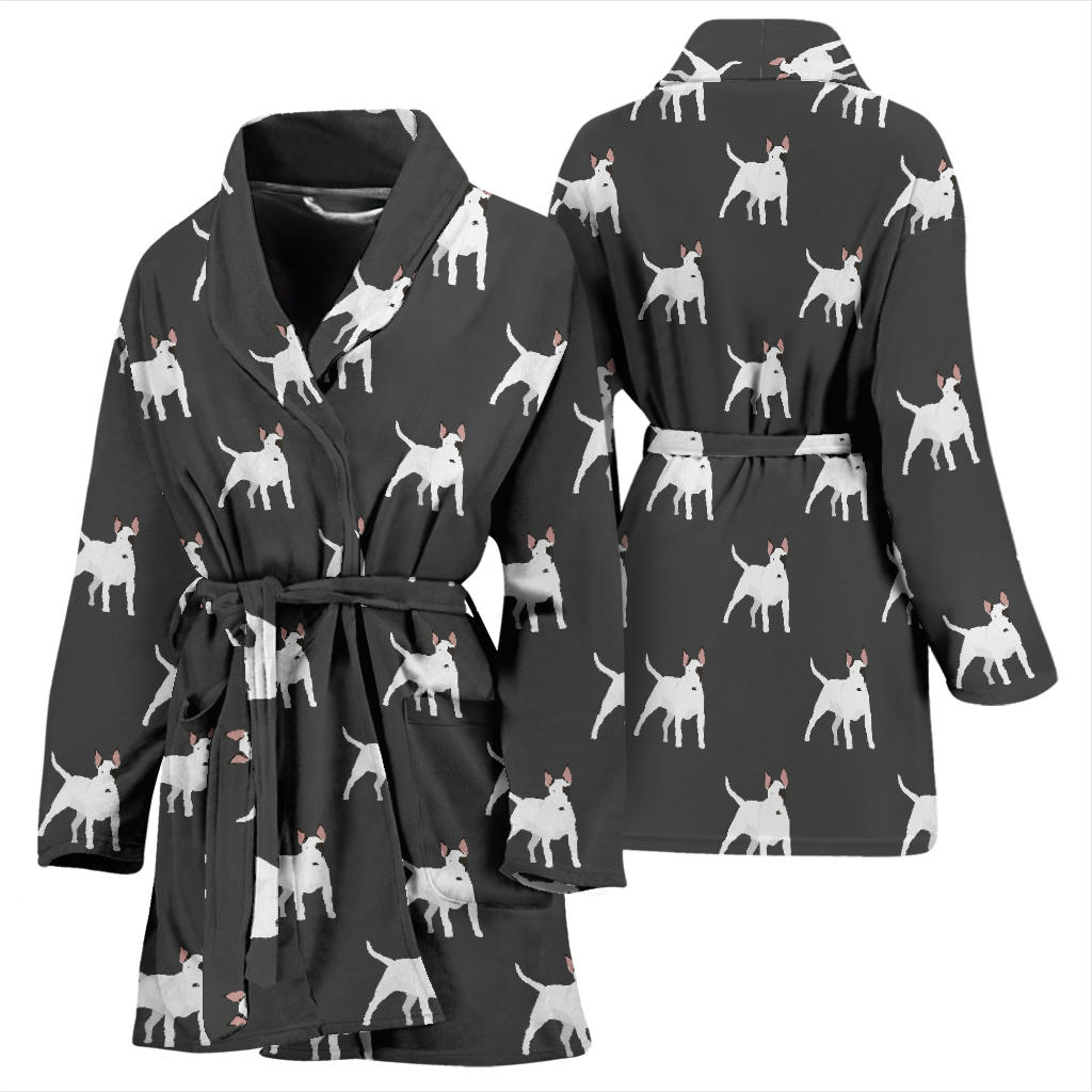 Bull Terriers Pattern Print Design 02 Women Bathrobe