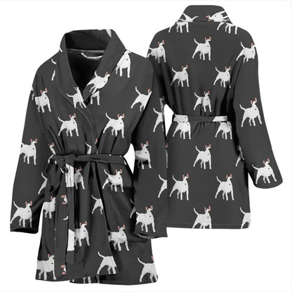 Bull Terriers Pattern Print Design 02 Women Bathrobe