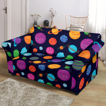 Planet Multicolor Print Design LKS302 Loveseat Couch Slipcover