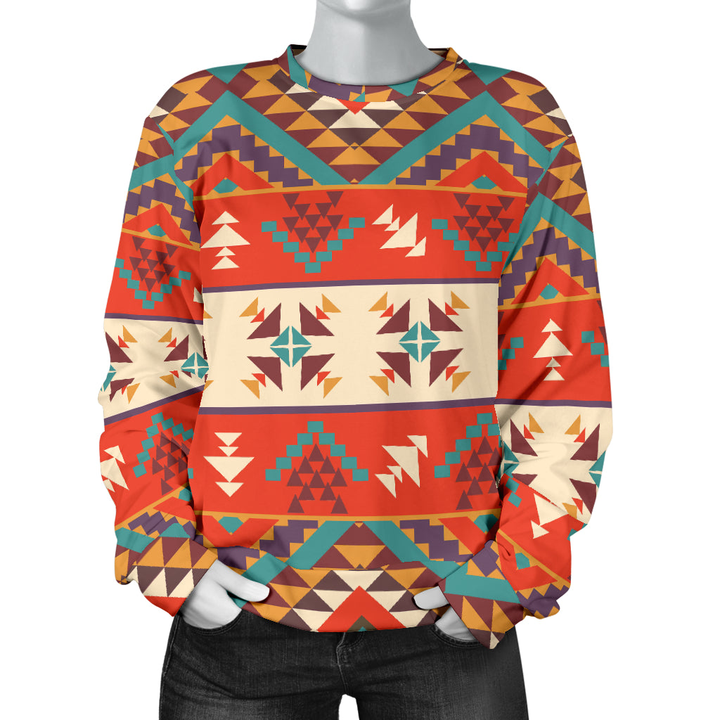 Aztec Red Print Pattern Women Long Sleeve Sweatshirt