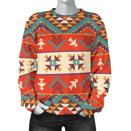 Aztec Red Print Pattern Women Long Sleeve Sweatshirt