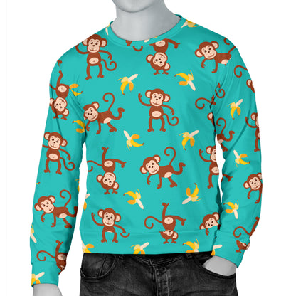 Monkey Banana Design Themed Print Men Long Sleeve Sweatshirt