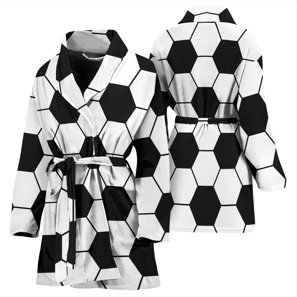 Soccer Ball Texture Print Design LKS303 Women Bathrobe