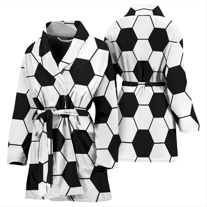 Soccer Ball Texture Print Design LKS303 Women Bathrobe