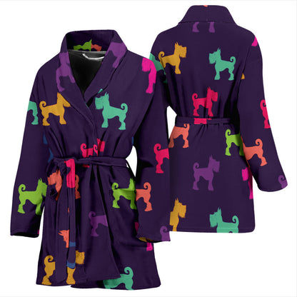 Schnauzers Pattern Print Design A05 Women Bathrobe