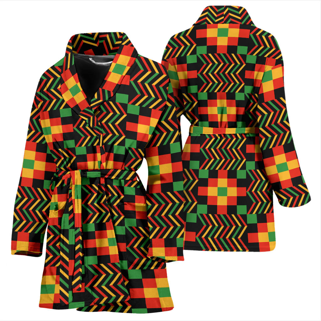 Kente Pattern Print Design 01 Women Bathrobe